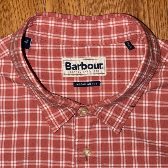 Barbour Men’s Short Sleeve Tristan Summer Shirt in Pink Clay Large - Picture 4 of 14